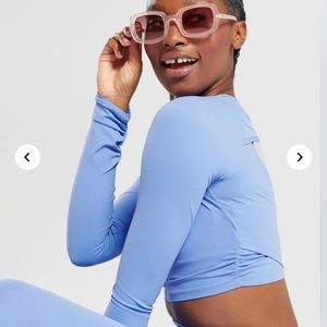 Whitney x Gymshark 2nd launch blue crop top